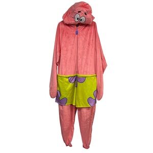 SpongeBob Patrick Star Hooded Jumpsuit Costume S/M Cosplay Spirit Halloween